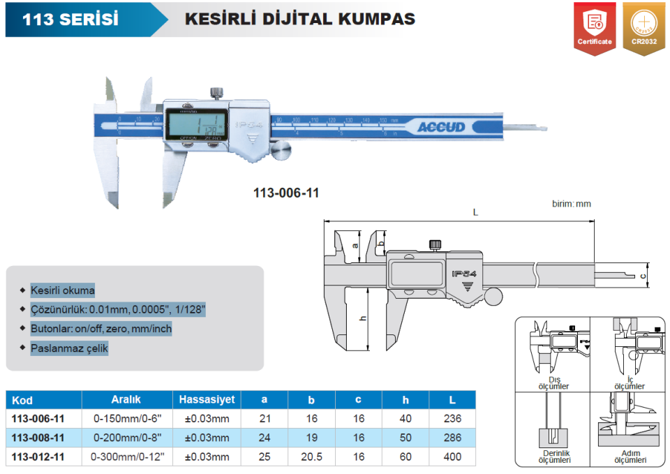 Accud Kesirli Dijital Kumpas