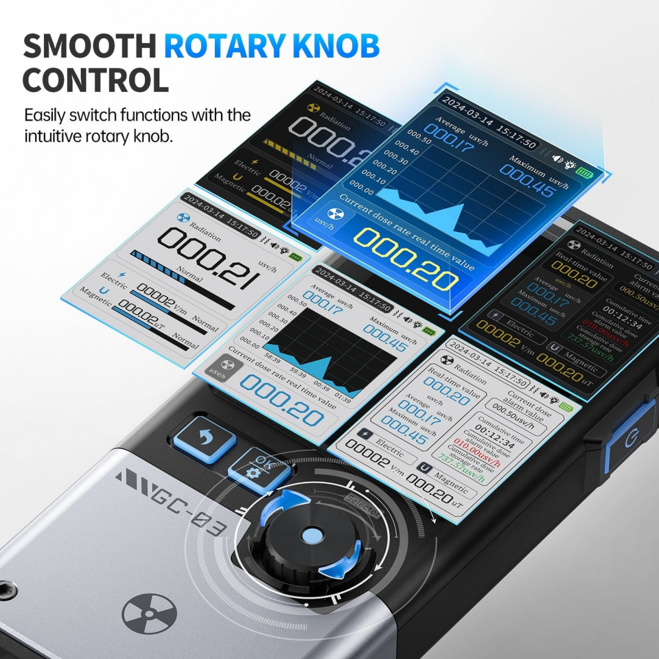 Fnirsi GC-03 BK Çok Fonksiyonlu Radyasyon Detektörü Test Cihazı