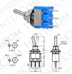 IC-139C Toggle Switch İğne Ayak ON-OFF Ø6mm MTS-102-A2