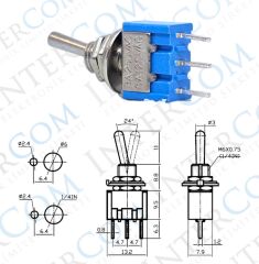 IC-139C Toggle Switch İğne Ayak ON-OFF Ø6mm MTS-102-A2