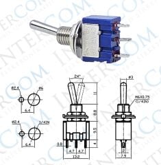 IC-140 Toggle Switch ON-OFF-ON Ø6mm MTS-103