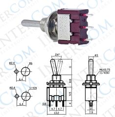 IC-140A Toggle Switch ON-OFF-ON (kaliteli) Ø6mm MTS-103