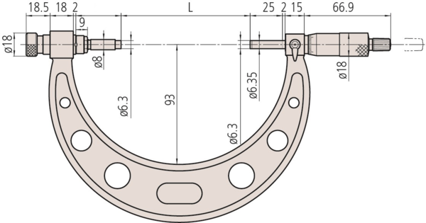 Mitutoyo 104-144A Değiştirilebilir Dış Çap Mikrometresi 500-600 mm