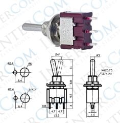 IC-143 Toggle Switch Yaylı MOM-OFF-MOM (kaliteli) Ø6mm MTS-123