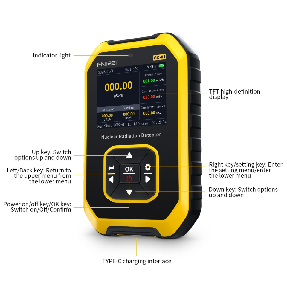 Fnirsi GC-01 Nükleer Radyasyon Test Cihazı Dedektörü