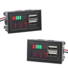 USB Soketli Voltmetreli Akü Kapasite Göstergesi