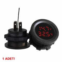 Yuvarlak Voltmetre Termometre 12V/24V