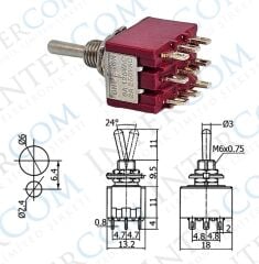 IC-148B Toggle Switch ON-OFF-ON Ø6mm MTS-303