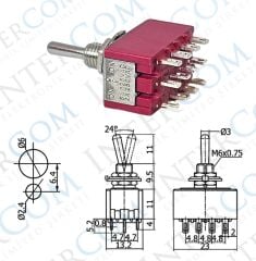 IC-148D Toggle Switch ON-OFF-ON Ø6mm MTS-403