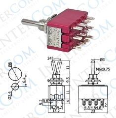 IC-148D Toggle Switch ON-OFF-ON Ø6mm MTS-403