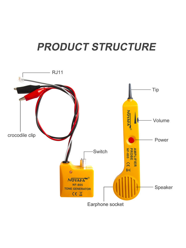 Noyafa NF-805 Telefon ve Ağ Hattı Testi Ton Jeneratörü ve Prob Kiti