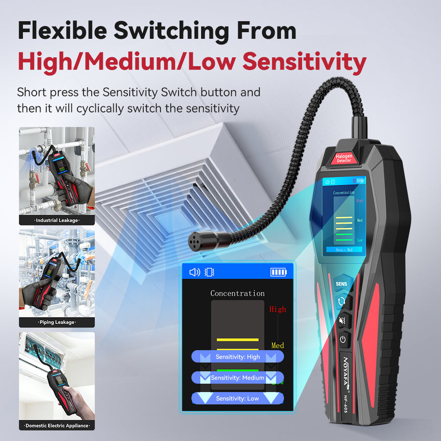 Noyafa NF-605 Halojen Gaz Kaçak Dedektörü HVAC Soğutucu Gaz Tespit Cihazı