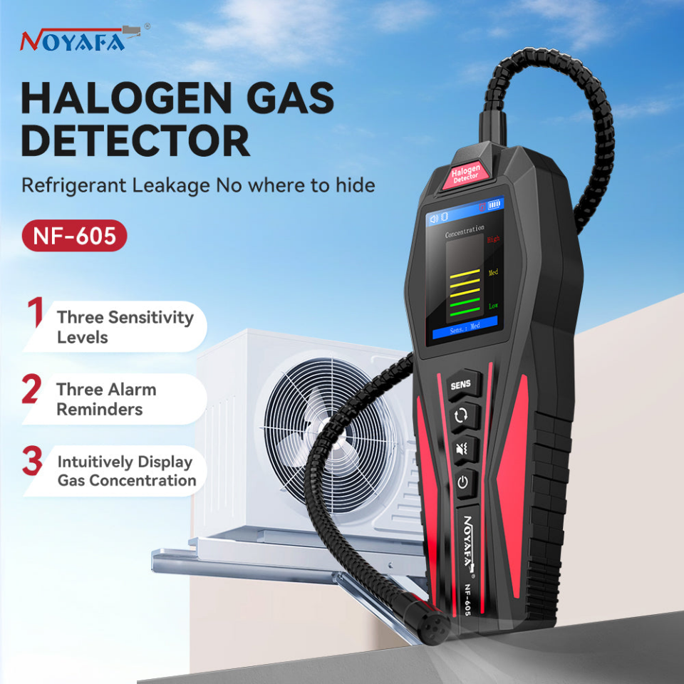 Noyafa NF-605 Halojen Gaz Kaçak Dedektörü HVAC Soğutucu Gaz Tespit Cihazı