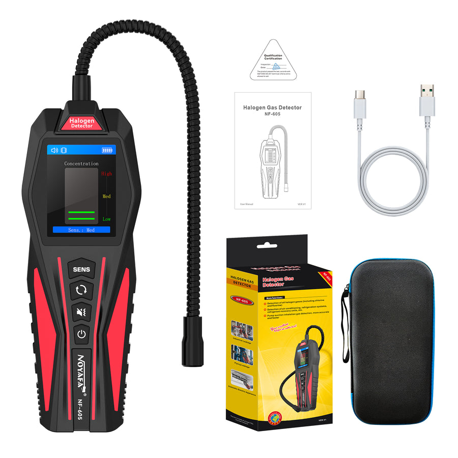 Noyafa NF-605 Halojen Gaz Kaçak Dedektörü HVAC Soğutucu Gaz Tespit Cihazı