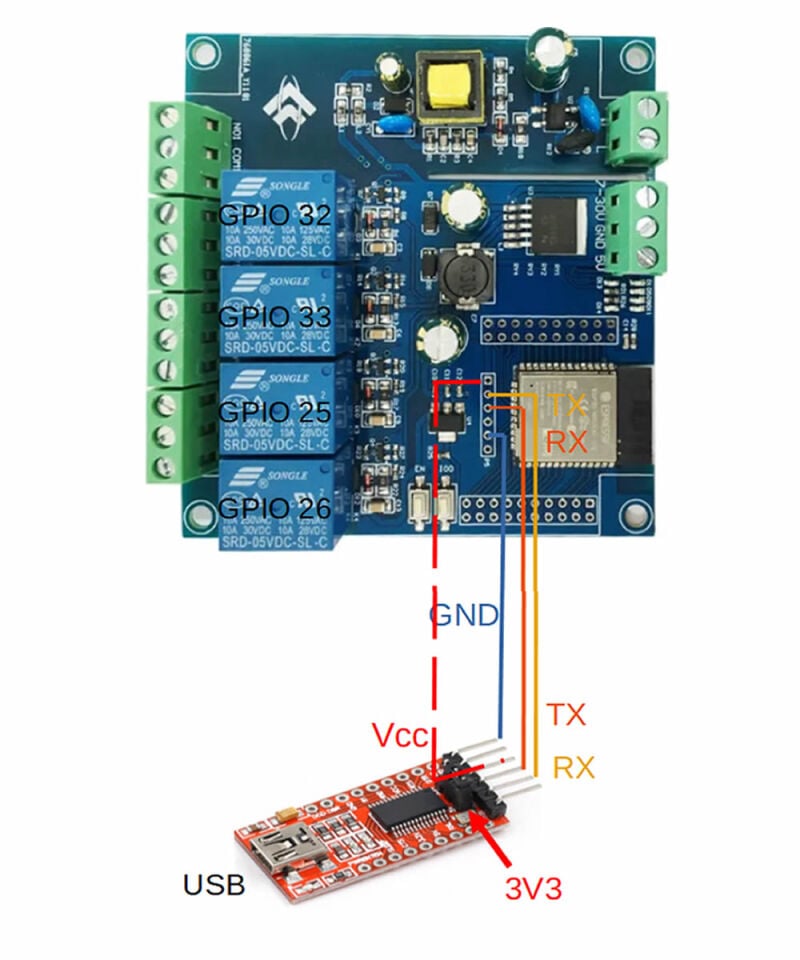 ESP32 Röle Kartı 4 Kanal