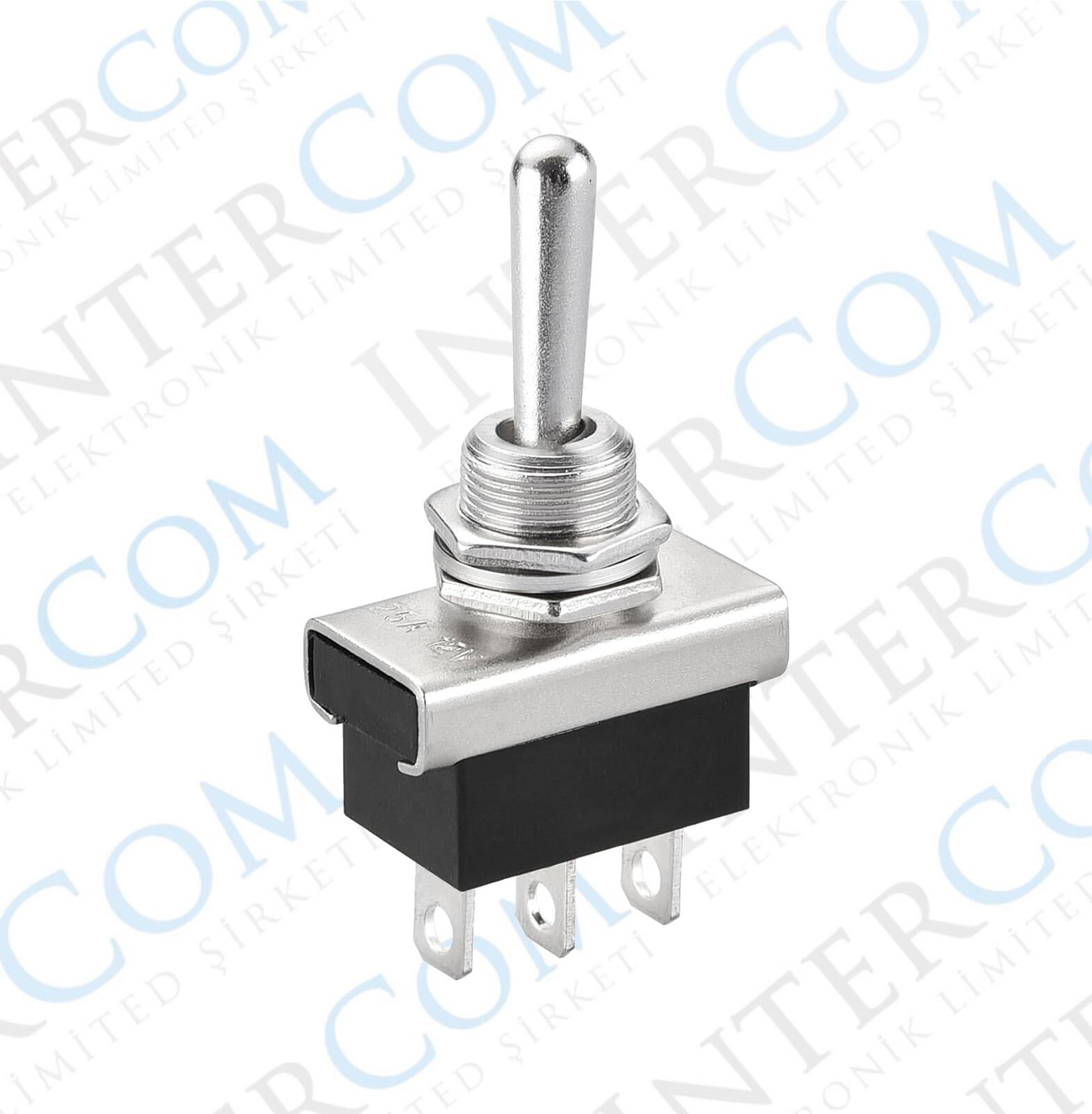 IC-151E-2 Metal Geçişli Anahtar İki Tarafa Yaylı 25 AMPER ON-OFF-ON