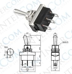 IC-151E-2 Metal Geçişli Anahtar İki Tarafa Yaylı 25 AMPER ON-OFF-ON