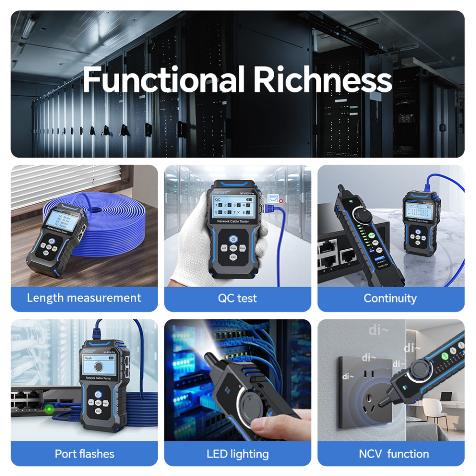 Noyafa NF-8209 Pro Ağ Kablosu Test Cihazı Tonlama ve Prob Kiti