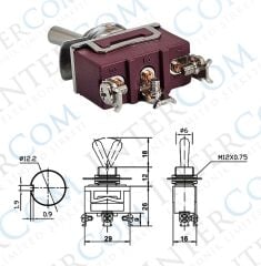 IC-152S SWION Toggle Switch 15AMP 3P ON-OFF Ø12mm XT12-B