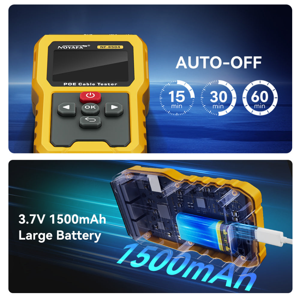 Noyafa NF-8504 PoE Kablo Test Cihazı 2.4 İnç LCD Ekranlı