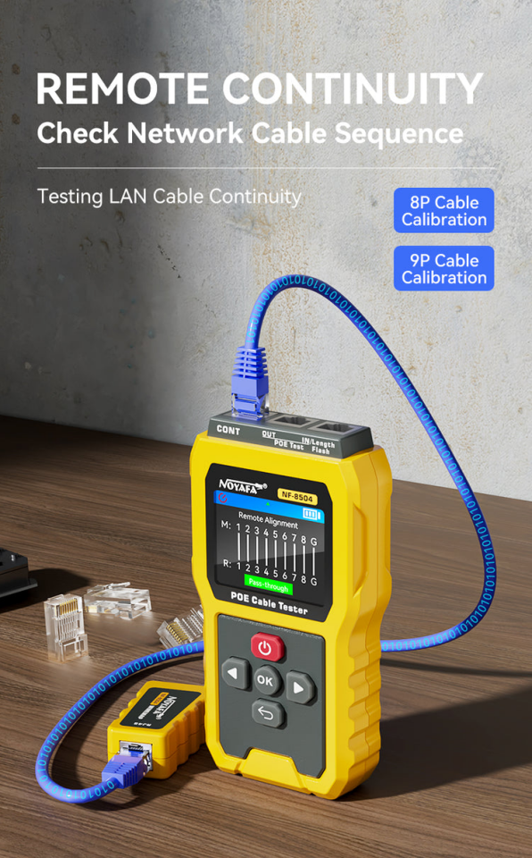 Noyafa NF-8504 PoE Kablo Test Cihazı 2.4 İnç LCD Ekranlı