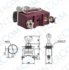 IC-152S-2 SWION Toggle Switch 15AMP 2P ON-OFF Ø12mm XT11-B