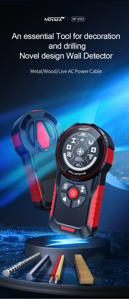 Noyafa NF-5102 Duvar Tarayıcı Metal Ahşap AC Kablo Dedektörü