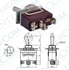 IC-154 Toggle Switch 3P ON-OFF-MOM Ø12mm KN3C-113