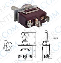 IC-155 Toggle Switch 3P MOM-OFF-MOM Ø12mm KN3C-123