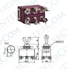 IC-158S SWION Toggle Switch 15AMP 6P ON-OFF-ON Ø12mm XT-23B