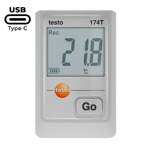 Testo 174T USB-C Girişli Mini Sıcaklık Kayıt Datalogger Cihazı | Beyaz
