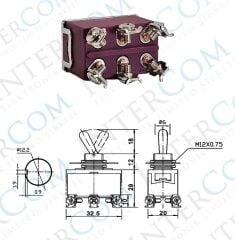 IC-160S SWION Toggle Switch 15AMP 6P MOM-OFF-MOM Ø12mm XT-23BF