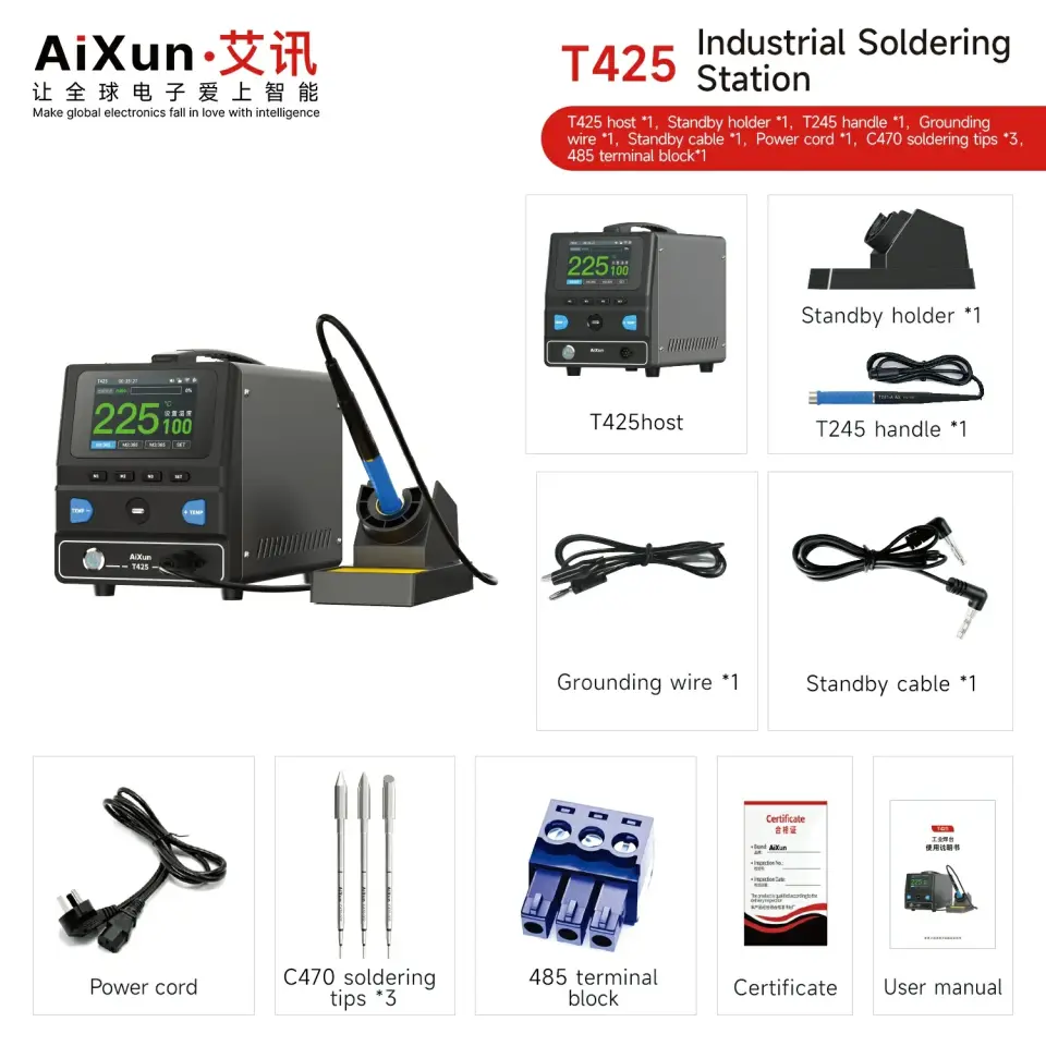 AiXun T425 250W Endüstriyel Akıllı Havya İstasyonu