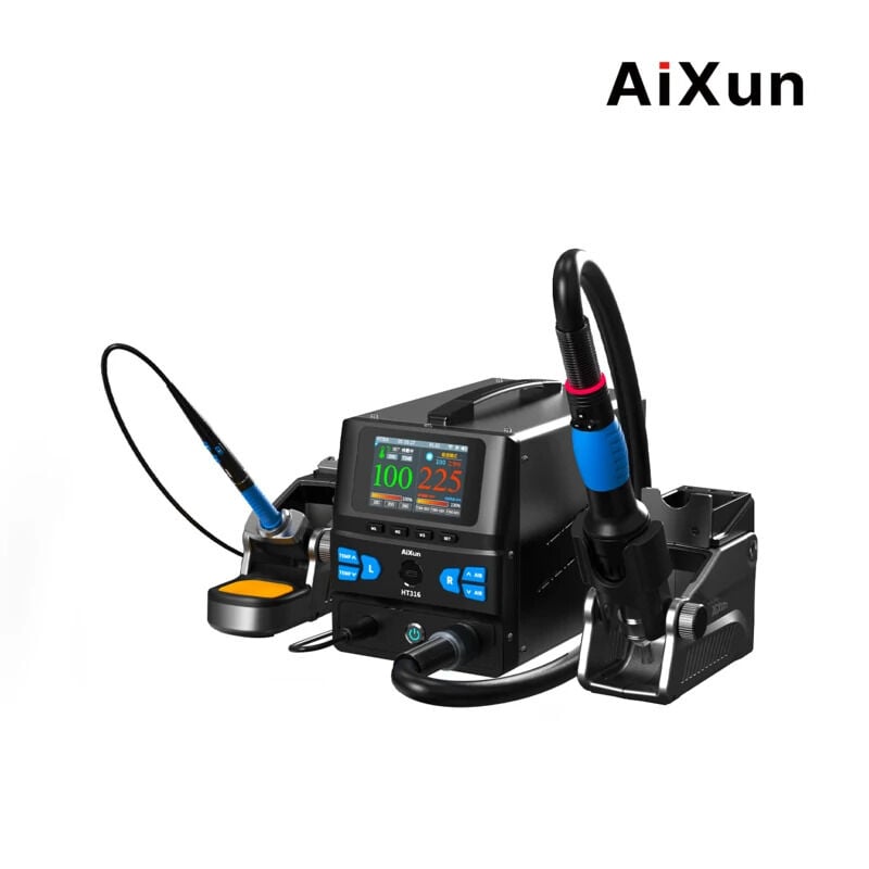 AiXun HT316 1400W Çift Kollu Sıcak Hava ve Lehim İstasyonu