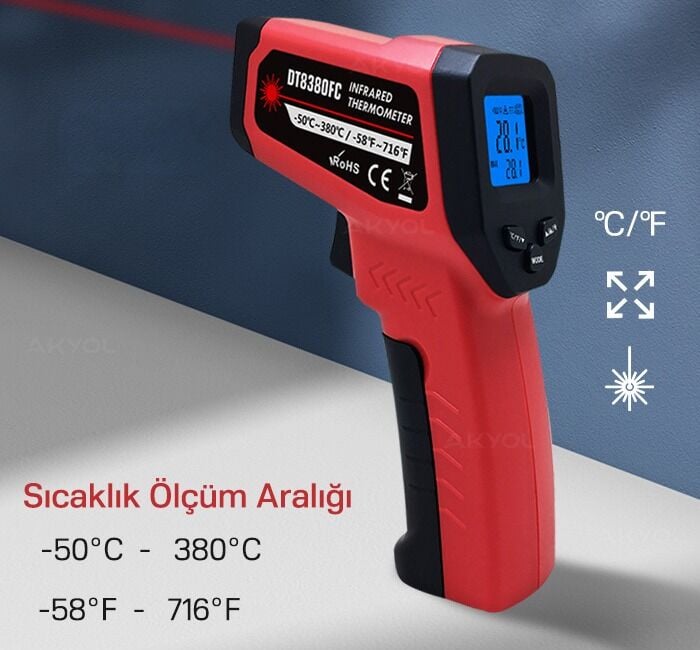 DT8380FC Kızılötesi Lazerli Termometre 380°C