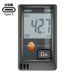 Testo 174H USB-C Girişli Sıcaklık ve Nem Kayıt Datalogger Cihazı | Siyah