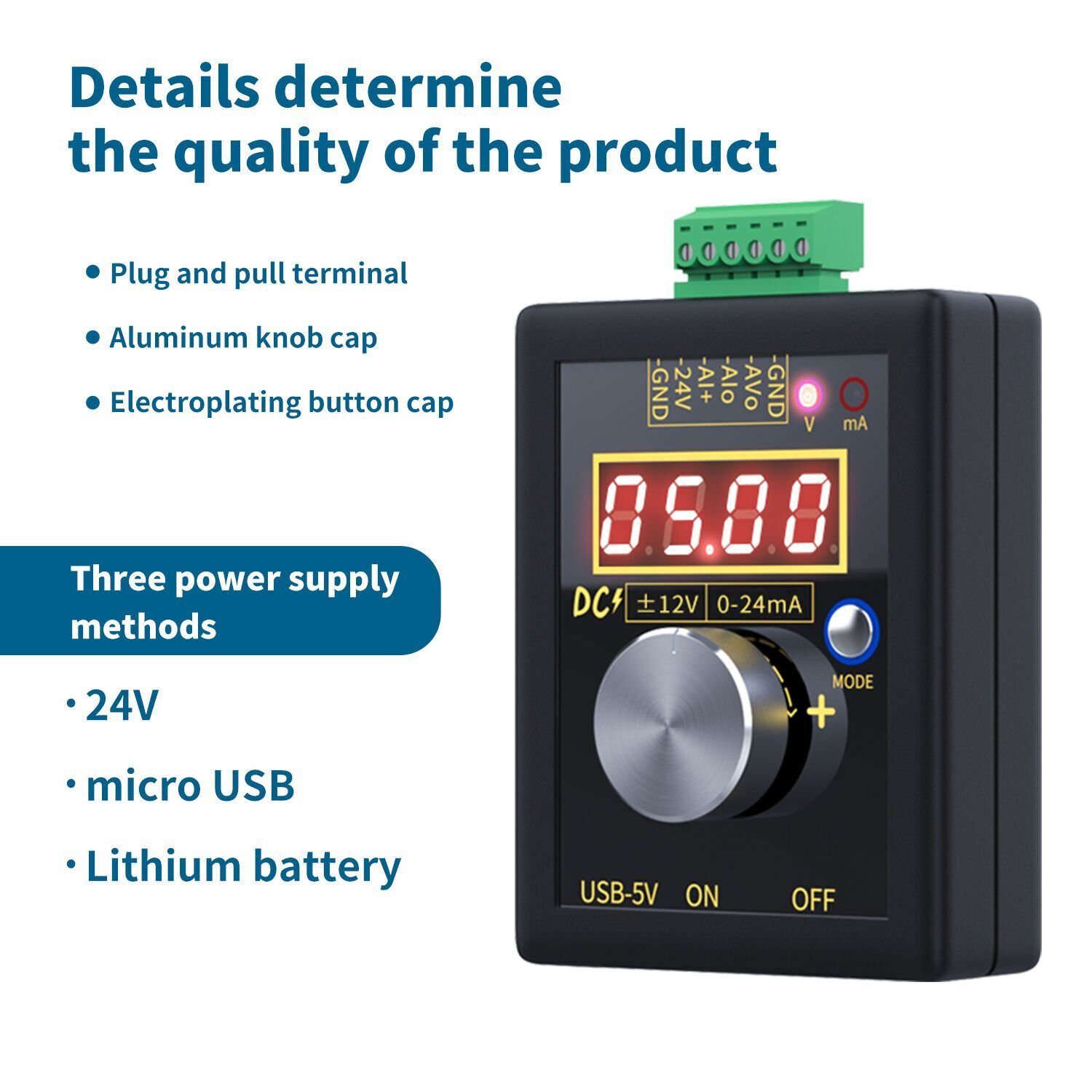 Fnirsi SG-002 4-20mA 0-10V Ayarlanabilir Akım-Gerilimi Simülatörü ve Sinyal Jeneratörü