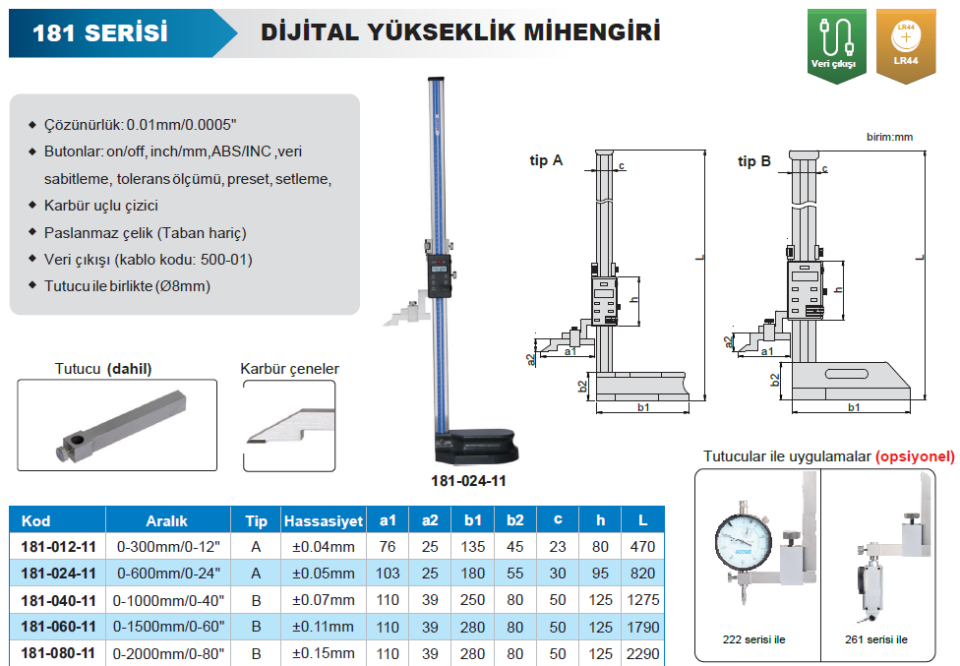 Accud 181 Dijital Yükseklik Mihengiri