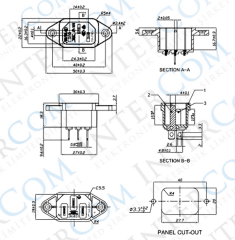 IC-212-S C14 Power Soket Erkek Kulaklı - UL Sertifikalı