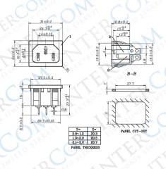 IC-212B C14 Power Soket Erkek Kulaksız AS-04