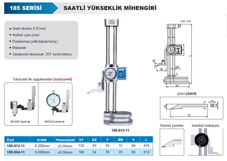 Accud 185 Saatli Yükseklik Mihengiri