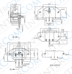IC-212C C14 Power Soket Erkek Kulaklı 90° PCB
