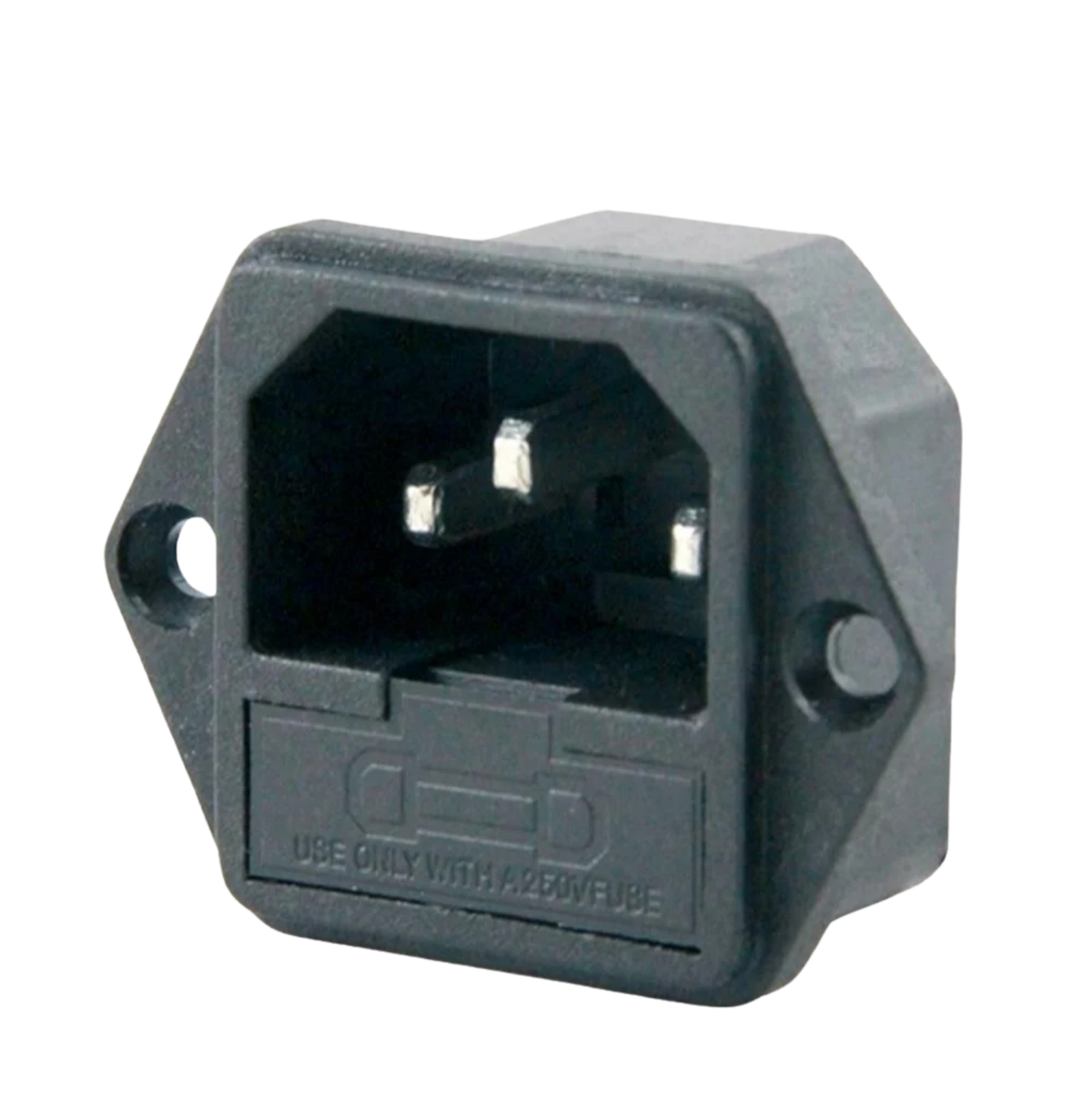 IC-213B C14 Power Soket Erkek Çift Fuseli Kulaklı