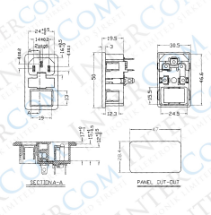 IC-214A C14 Power Soket Erkek Anahtarlı Fuseli Kulaksız AS-10