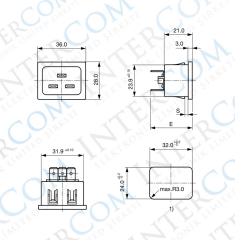 IC-215A1-2 C20 Power Soket Erkek Kulaksız