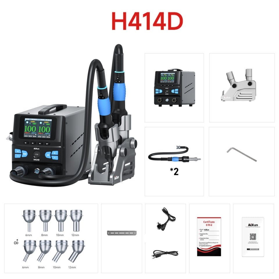 Aixun AX-H414D 1400W Çift Kollu Sıcak Hava ve Lehim İstasyonu