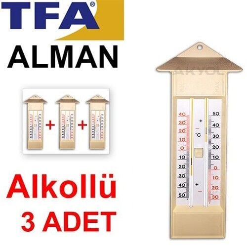 3 Adet | TFA 10.3015.03 Plastik Max-Min Alkollü Termometre