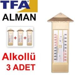 3 Adet | TFA 10.3015.03 Plastik Max-Min Alkollü Termometre