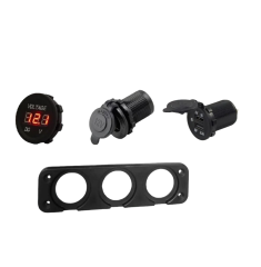 VOLTMETRE + ÇAKMAK GİRİŞİ + 2'Lİ USB + 3'LÜ KULAK PANO TİP 28MM